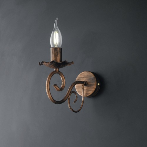 Wrought iron wall light rust bon-101