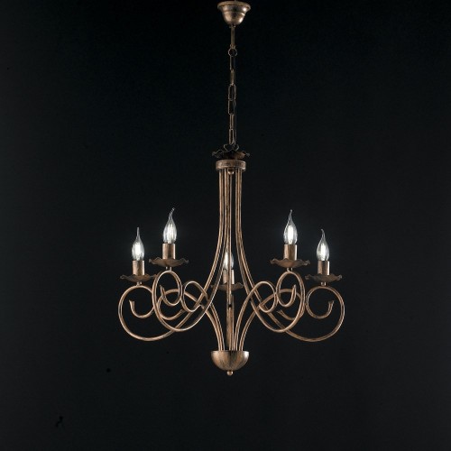 Wrought iron chandelier rust bon-98