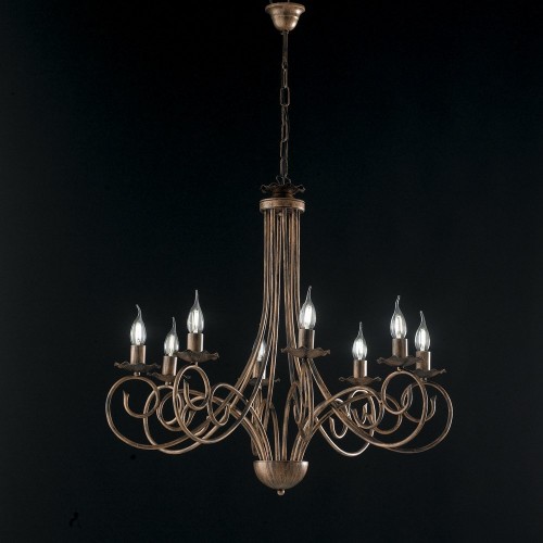 Wrought iron chandelier rust bon-97