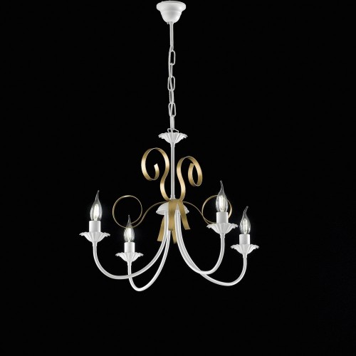 White and gold wrought iron chandelier bon-103