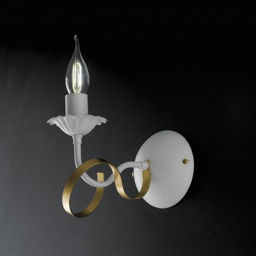 Wall light in white and gold wrought iron bon-105