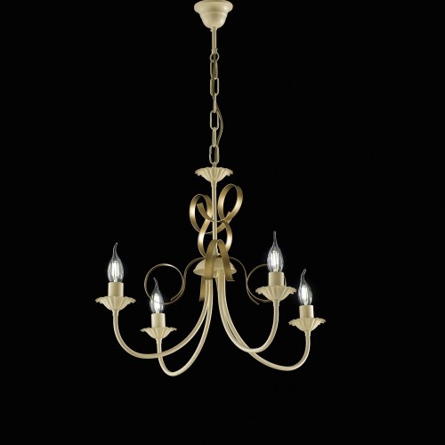 Ivory wrought iron and gold chandelier bon-107