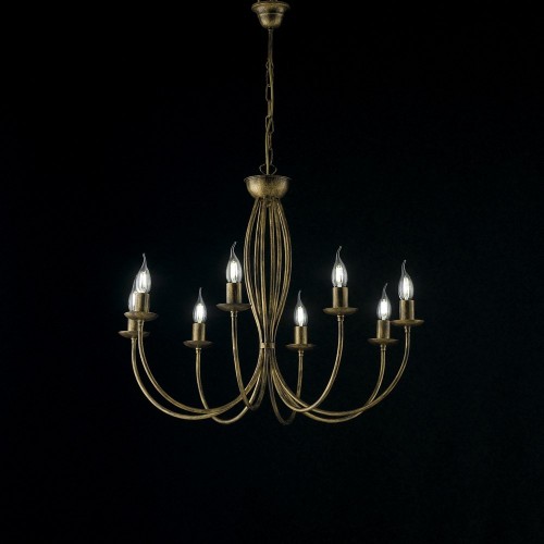 Brown and gold barrel wrought iron chandelier bon-138