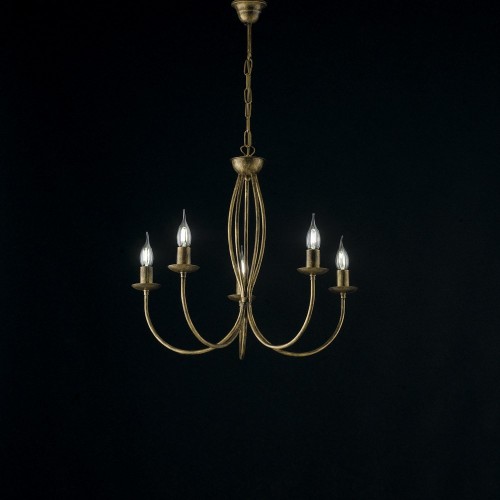 Brown and gold barrel wrought iron chandelier bon-139