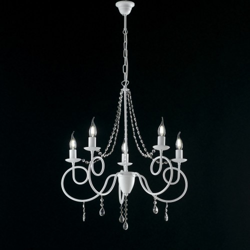 Shabby chic chandelier in white wrought iron bon-149