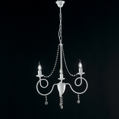 Shabby chic chandelier in white wrought iron bon-150