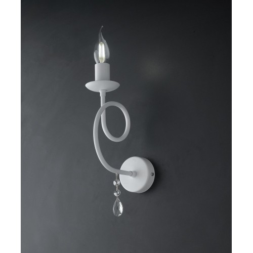 Shabby chic white wrought iron wall lamp bon-152