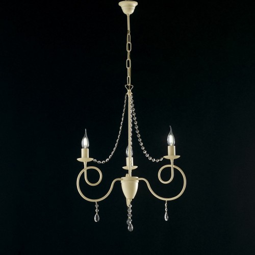 Ivory wrought iron and crystal chandelier bon-155