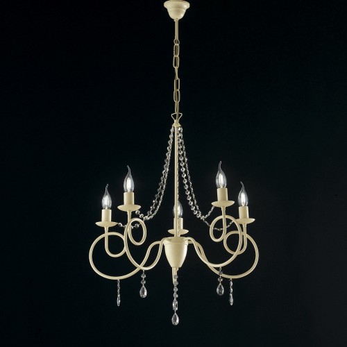 Ivory wrought iron and crystal chandelier bon-154