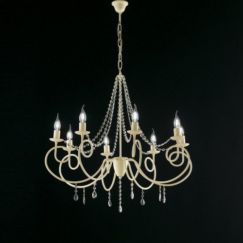 Ivory wrought iron and crystal chandelier bon-153