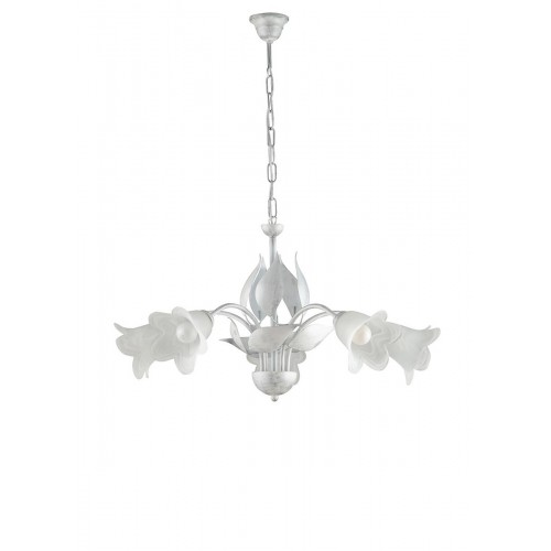 Bon-180 white wrought iron and silver chandelier