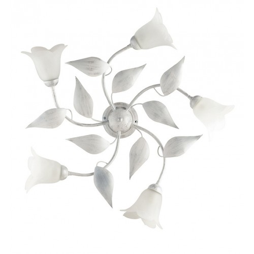 Ceiling lamp in white wrought iron and silver bon-183