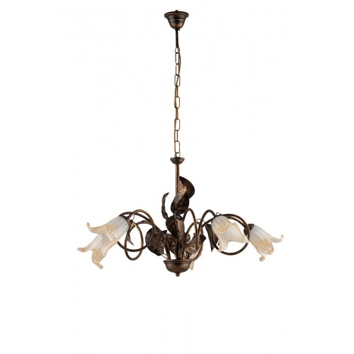 Brown wrought iron chandelier with  glass bon-265