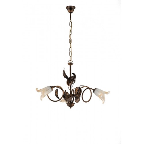 Brown wrought iron chandelier with  glass bon-266