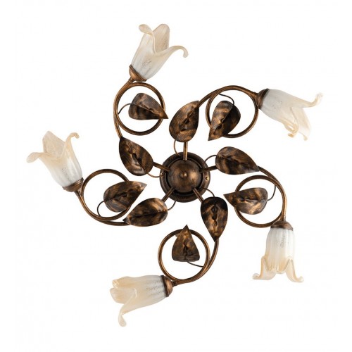 Ceiling lamp in brown wrought iron with glass bon-267