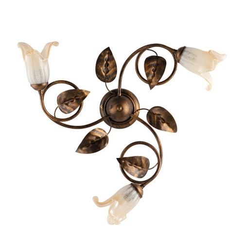 Ceiling lamp in brown wrought iron with  glass bon-268