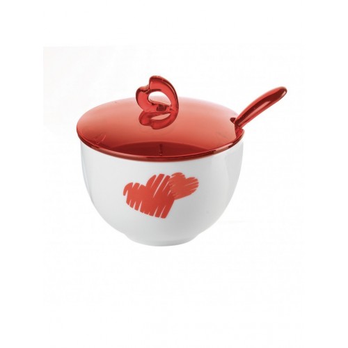 Guzzini sugar bowl with red love spoon