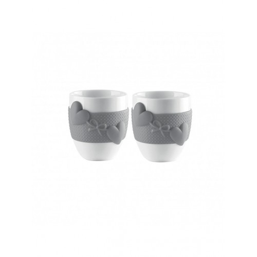 Set 2 tazzine caffè guzzini collezione love grigio