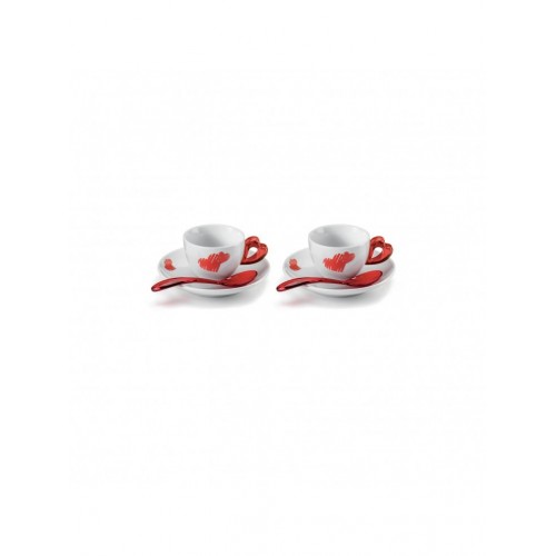 Set 2 cups with saucer guzzini red love collection