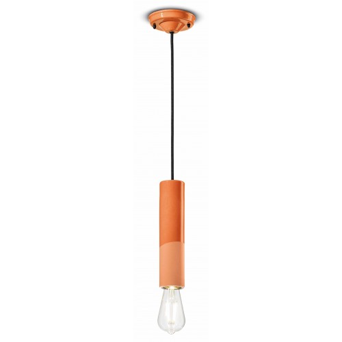 Lampadario a sospensione in ceramica classico arancione FLR-100