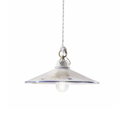 White and blue ceramic chandelier FL-203