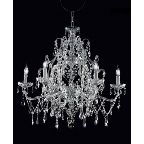 6 lights crystal and silver leaf chandelier TP-44