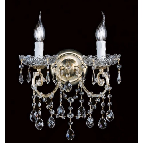 Classic wall light in mecca silver leaf and crystal 2 lights TP-53