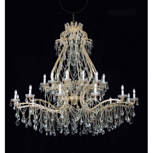 Classic chandelier in bright gold leaf glass and crystal TP-55 