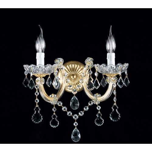 Classic wall light in bright gold leaf glass and crystal TP-56