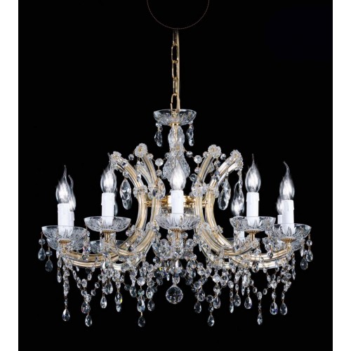 Classic chandelier in antique gold leaf, glass and crystal TP-58