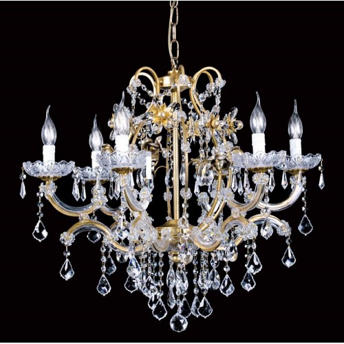 Classic chandelier in crystal and antique gold leaf 6 lights TP-62