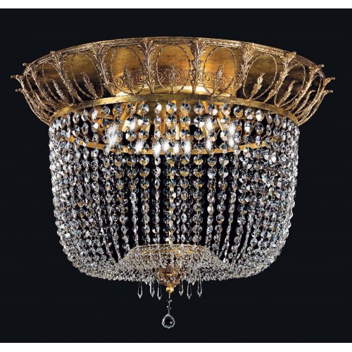 Classic ceiling light, crystal basket and antique gold leaf TP-68