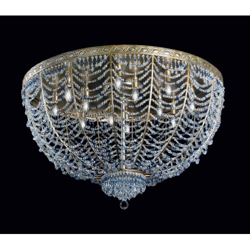 Classic ceiling light with crystal basket and antique silver leaf TP-70