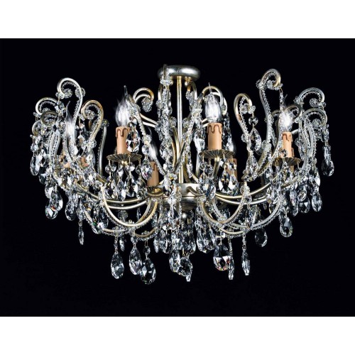 Ceiling light with crystal beads and antique silver leaf TP-72