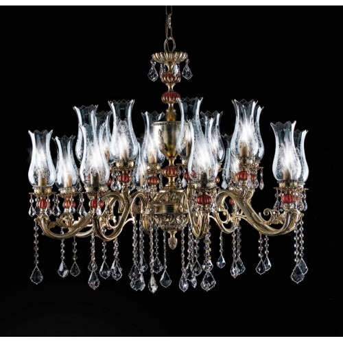 Classic chandelier in brass, bronze and Murano glass 16 lights TP-76