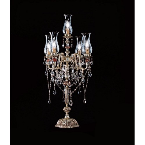 Flambeau lamp in brass, bronze and Murano glass 5 lights TP-77