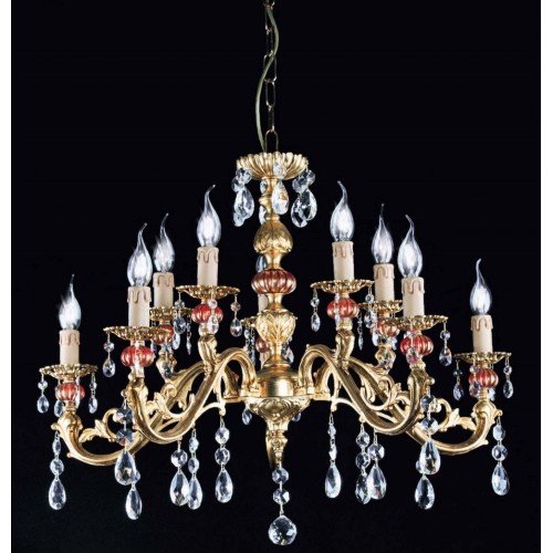 Classic chandelier in brass, bronze, murano glass and crystal TP-79