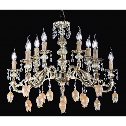 Classic chandelier in bronze casting, Murano glass and crystal TP-80