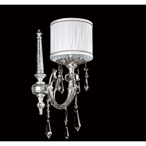 Wall light in silver leaf brass with lampshade TP-87