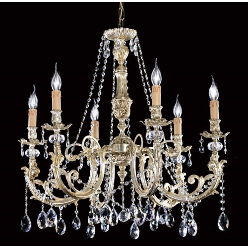 Classic chandelier in antique silver leaf brass and crystal TP-90
