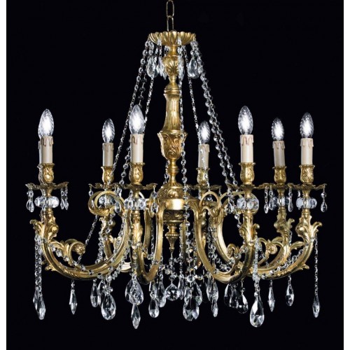 Classic chandelier in antique gold leaf brass and crystal TP-91