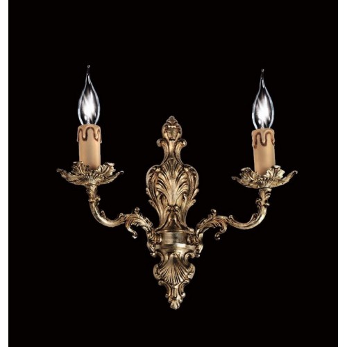 Classic wall light in brass and antiqued silver leaf 2 lights TP-95