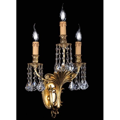 Classic wall light in brass, antique gold leaf and crystal TP-98