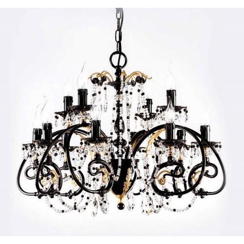 Lampadario classico colore nero con cristallo di swarovski TP-104