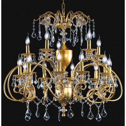 Classic chandelier in gold leaf brass and swarovski crystal TP-105