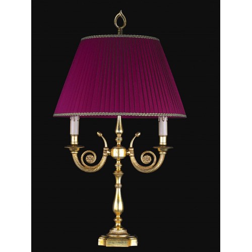 Flambeau table lamp in gold leaf brass and lampshade TP-124