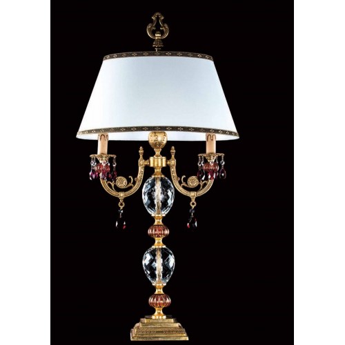 Flambeau table lamp in brass, Murano and Swarovski crystal TP-126