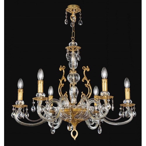 Chandelier in swarovski crystal and antique gold leaf brass TP-130