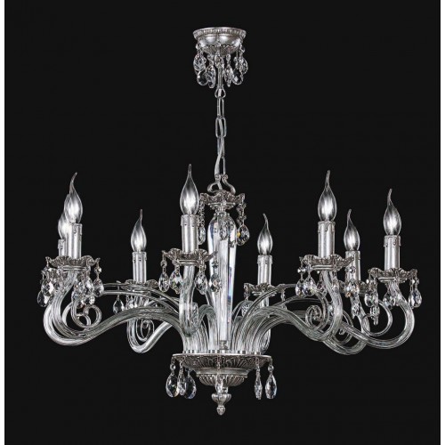 Classic chandelier in crystal and silver leaf brass TP-132