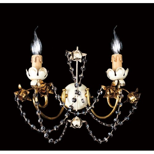 Classic wall light in ivory-gold leaf and swarovski crystal TP-141